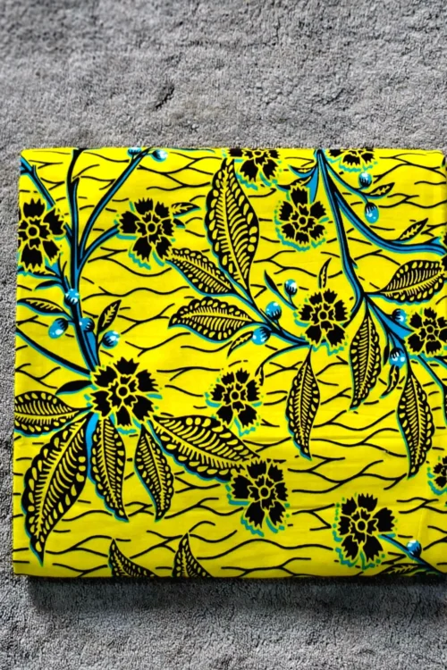 Flowery Yellow Cotton Ankara – 6 Yard